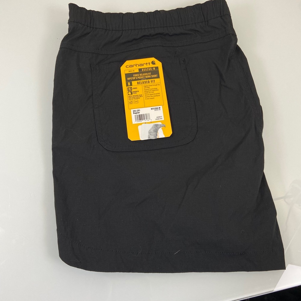 Carhartt Womens Force Relaxed Fit Ripstop Work Shorts Black XXL 5 Pocket NEW